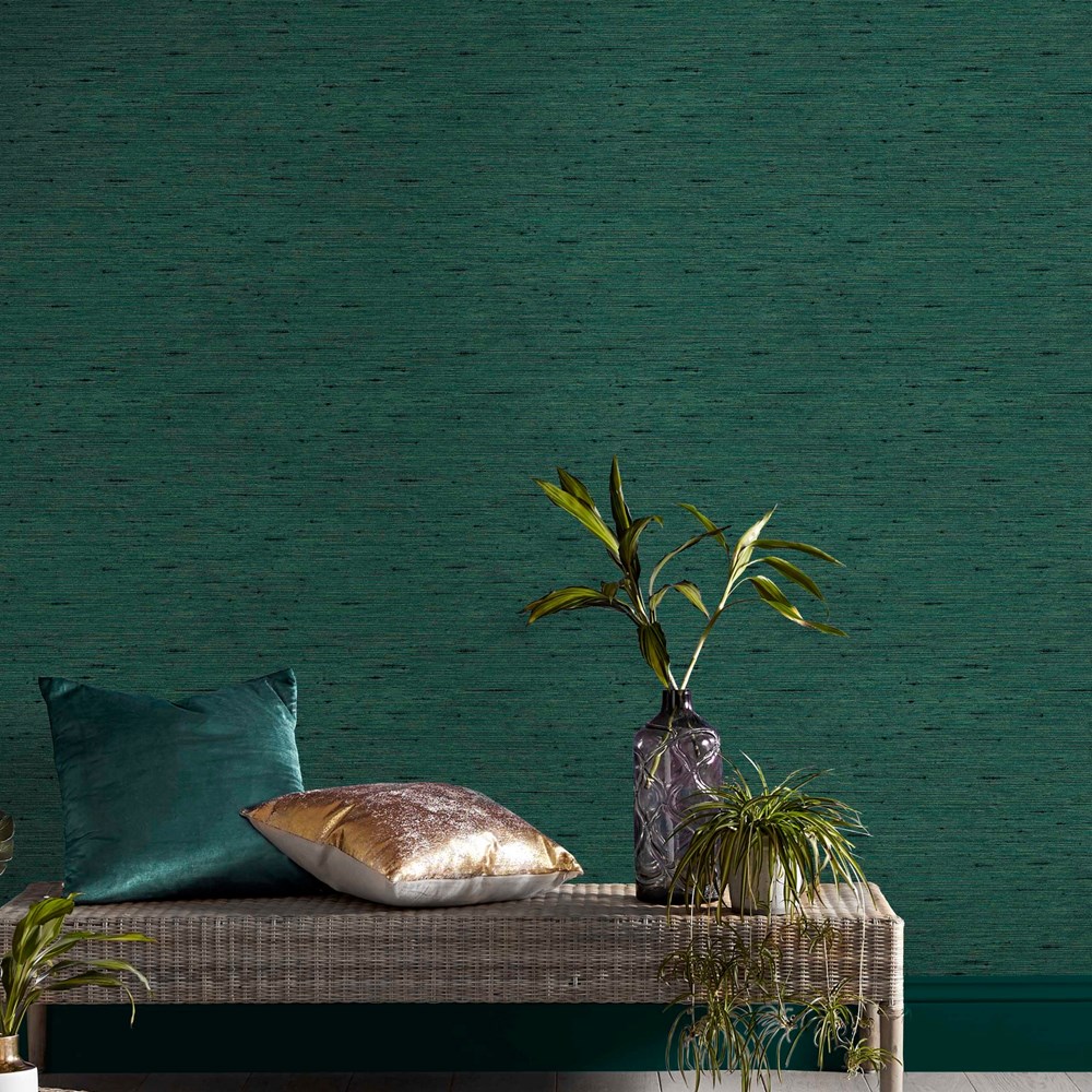 Silk Texture Wallpaper 112022 by Graham & Brown in Envy Green